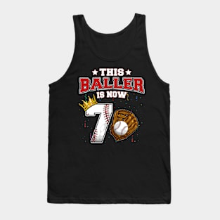 This Baller Is Now 7 Years Old Baseball Players 7Th BDay Tank Top